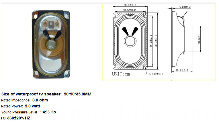 Fbsp5090 50*90mm 8ohm 5W Waterproof TV Speaker (FBELE)